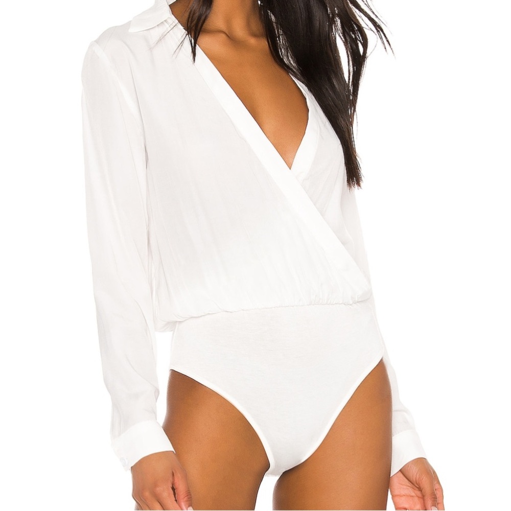 Superdown Presely Surplice Bodysuit in White
